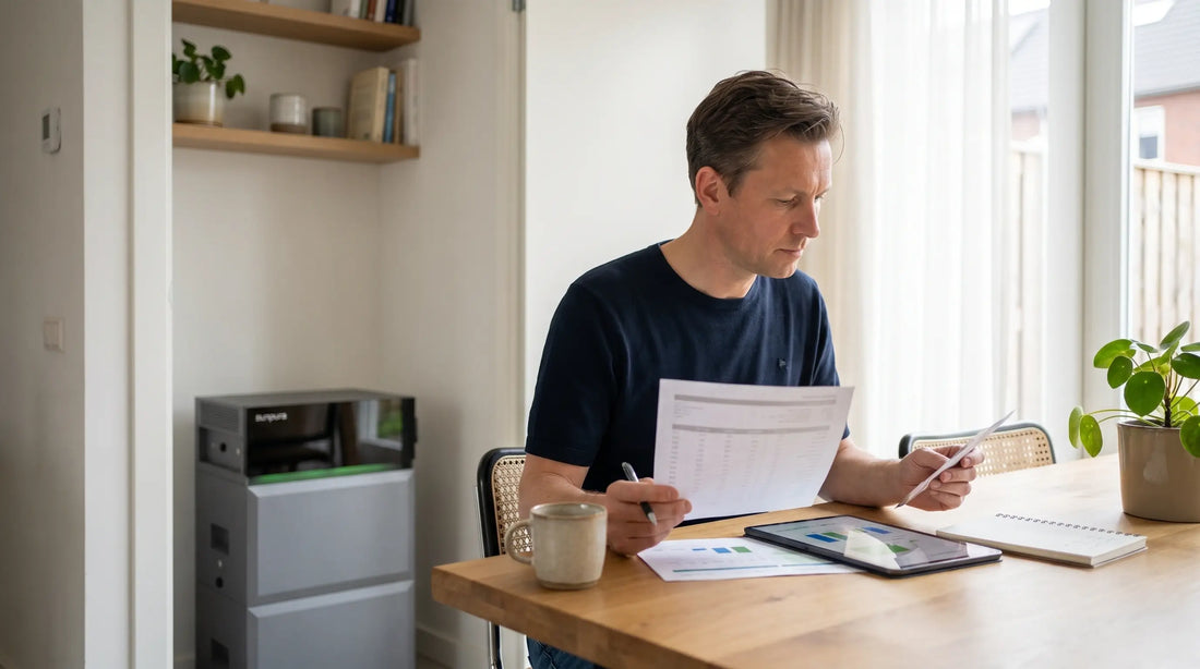 Huiseigenaar_vergelijkt_specificaties_van_een_thuisbatterij_op_een_tablet_in_een_Nederlandse_woning
