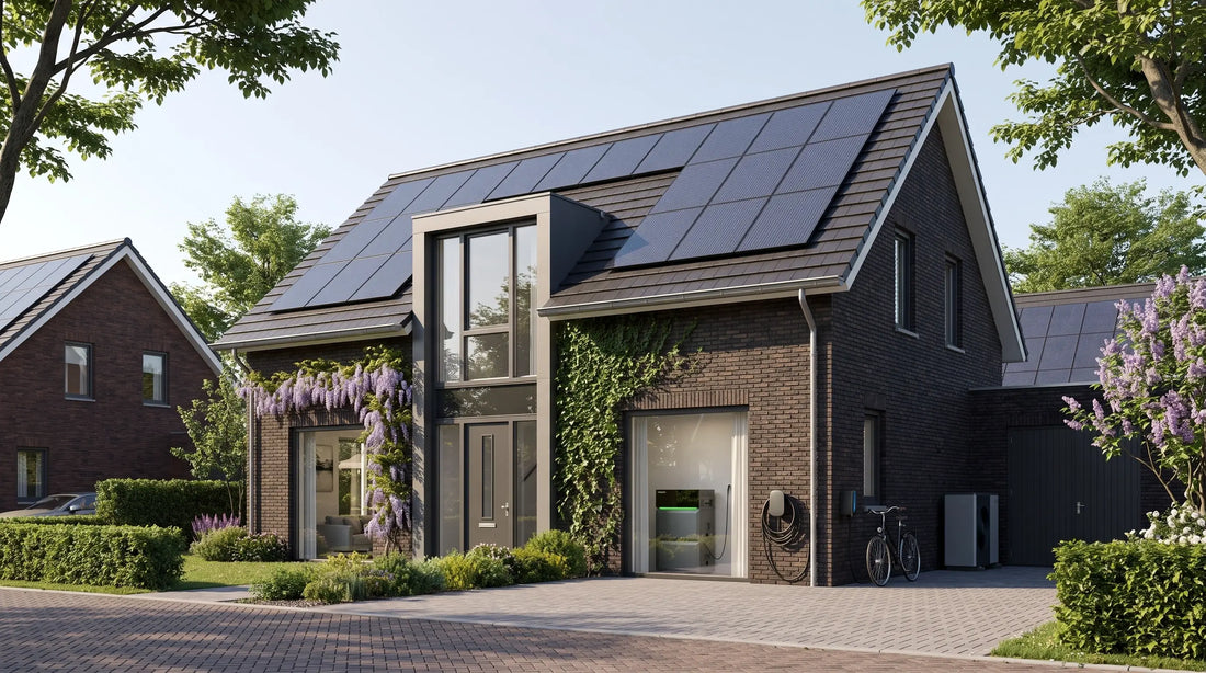 Nederlandse woning met zonnepanelen en slim energie-inzicht voor meer eigen verbruik na het stoppen van salderen