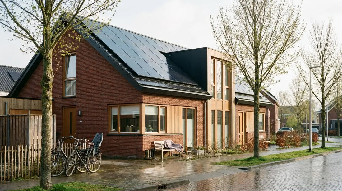 Nederlands huis met zonnepanelen en energie-app voor contract zonder terugleverkosten