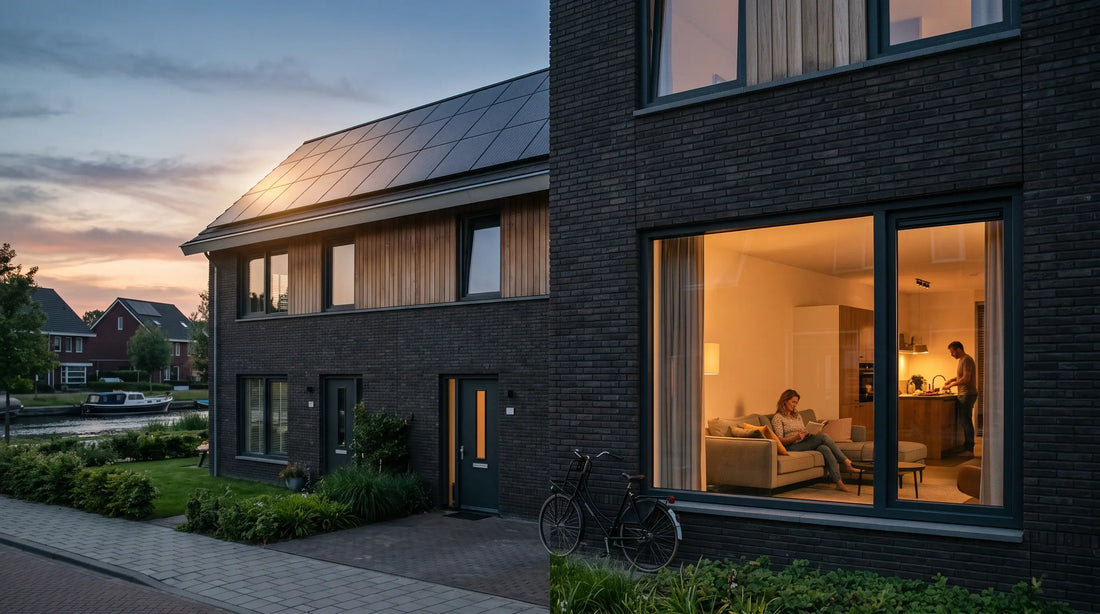 Nederlandse_woning_met_zonnepanelen_in_een_overgang_van_zonnige_dag_naar_avond