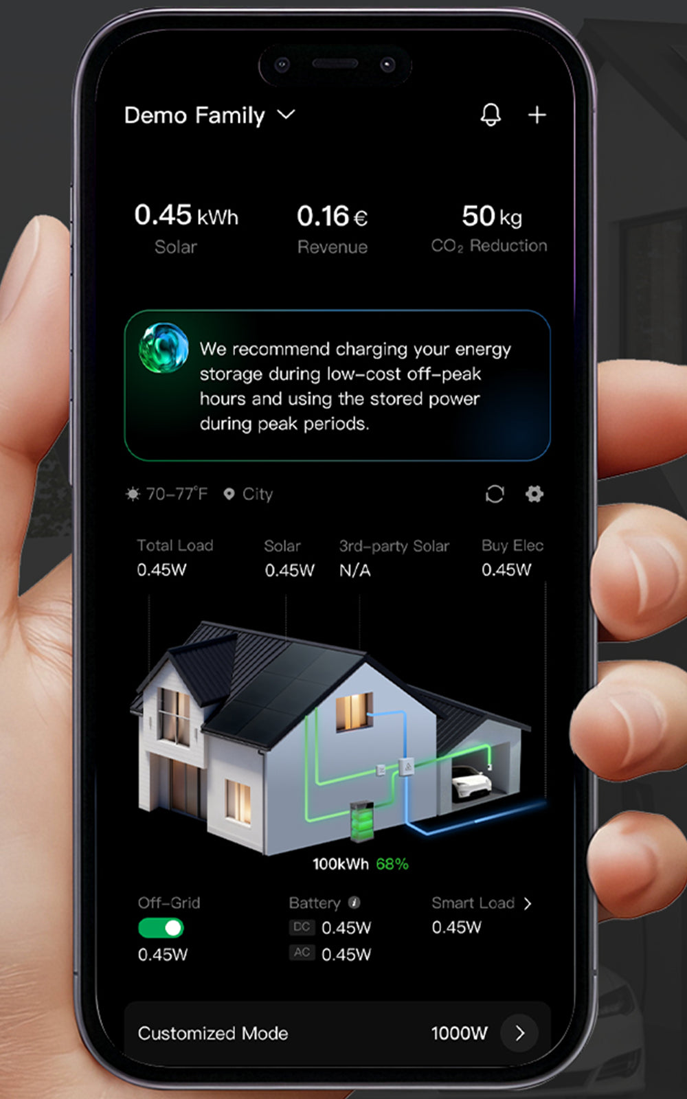 Sunpura App met energiestroom en batterijsteuerung